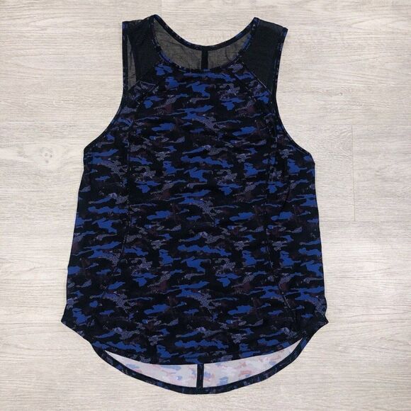 Lululemon Sculpt TankMini Hounds Camo Emperor BlueMesh Panel Lightweight Sz 6? - Picture 1 of 5